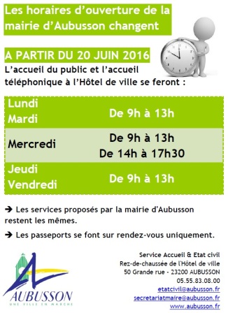 Fly horaires mairie pour site
