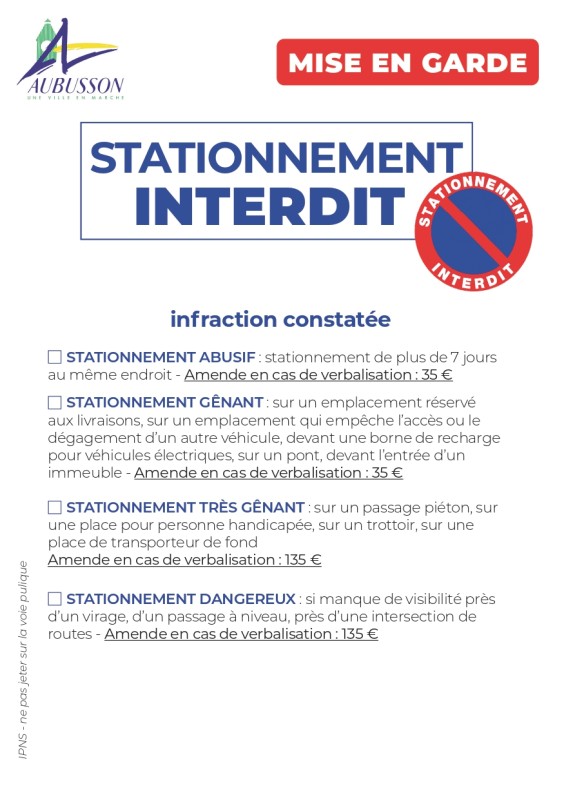 Flyer stationnement génant