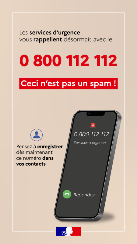 les services d'urgence vous rappellent 0 800 112 112