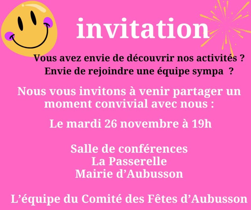 INVITATION comité des fetes appel bénévoles