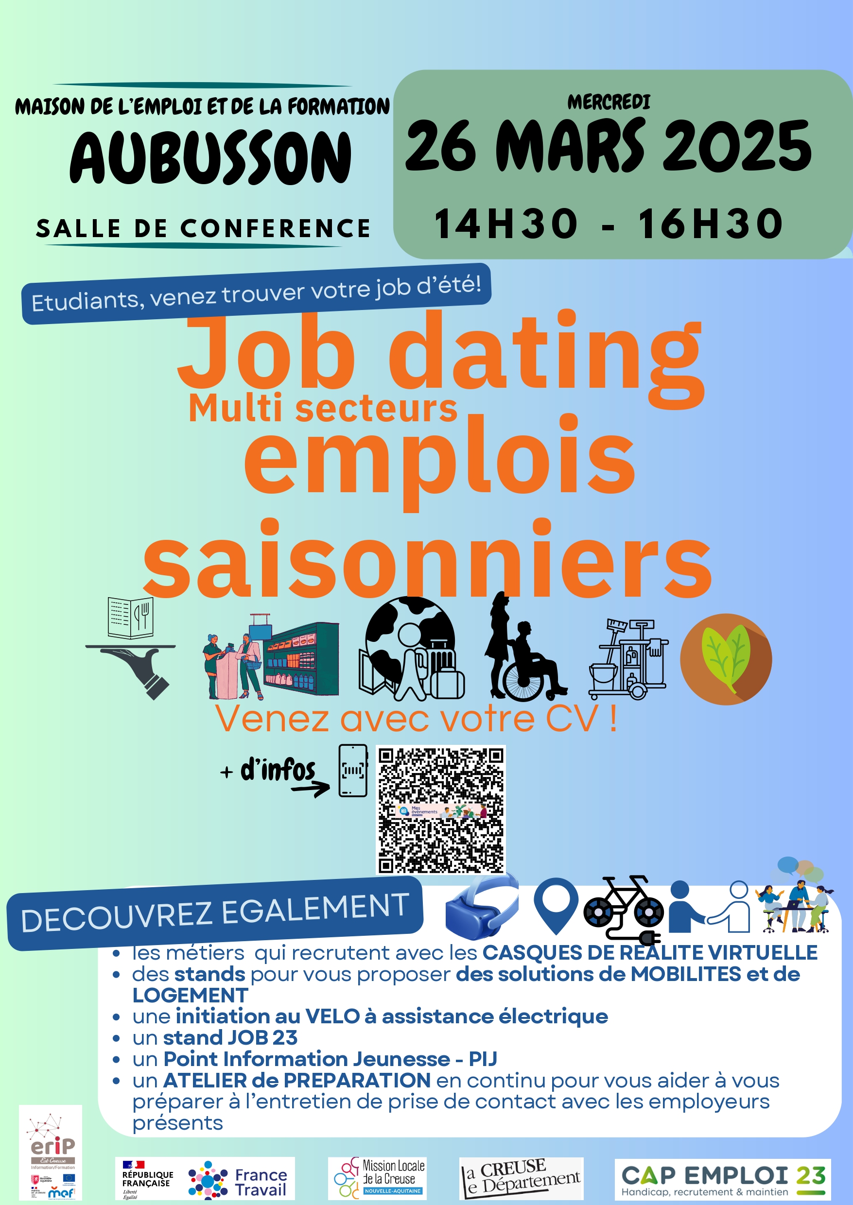 Affiche Job dating saisonnier mars 2025